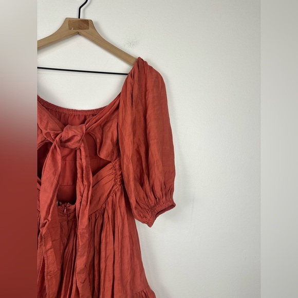 Hello Molly Ruched Ruffle Tie Back Flowy Mini Dress Women’s Sz S - Picture 9 of 9